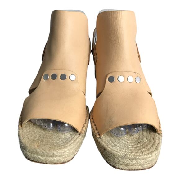 Rag & Bone Sayre II Espadrille Wedge Sandal Women Sz 40 Beige Leather 2.25" Heel - Picture 1 of 9